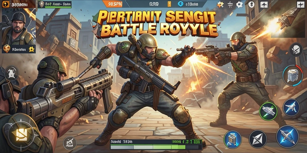 Tangkapan layar menampilkan aksi mendebarkan dalam permainan Battle Royale 98SPIN.