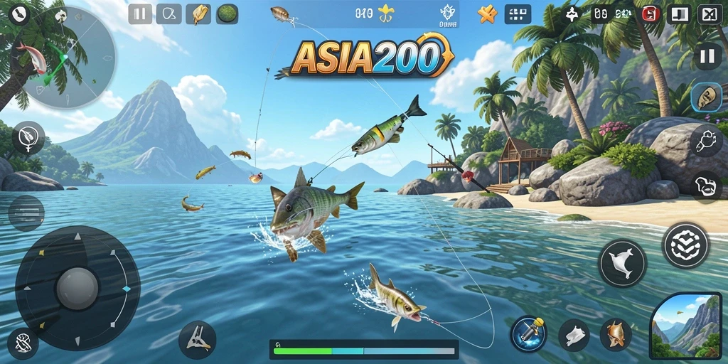 Tampilan gameplay ASIA200 dengan suasana memancing yang menenangkan.