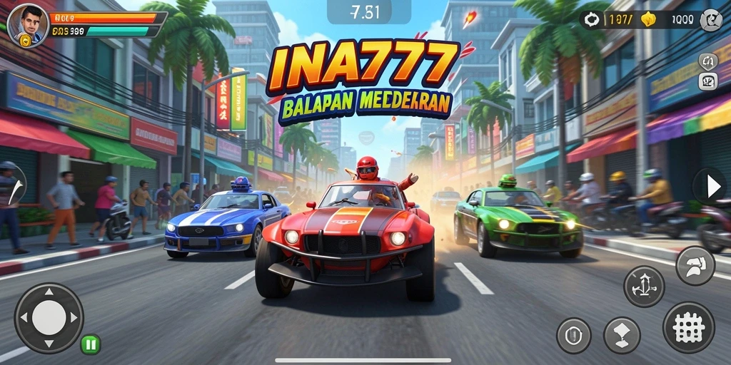 Screenshot INA777 menampilkan aksi balapan yang mendebarkan di lintasan.