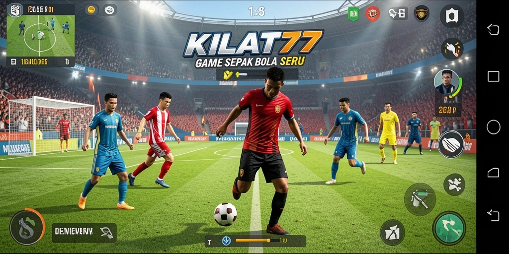 Tangkapan layar gameplay KILAT77 menampilkan aksi seru di lapangan hijau.