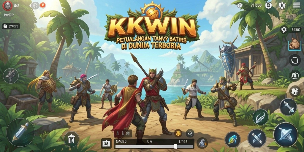 Screenshot gameplay KKWIN yang menunjukkan petualangan di dunia terbuka.