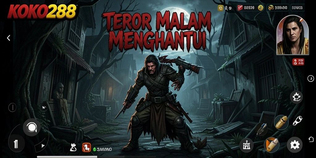 Tampilan gameplay menyeramkan KOKO288 yang menegangkan.