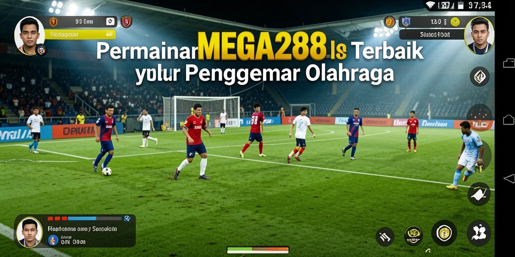 Tampilan gameplay sepak bola yang mendebarkan dan penuh aksi.