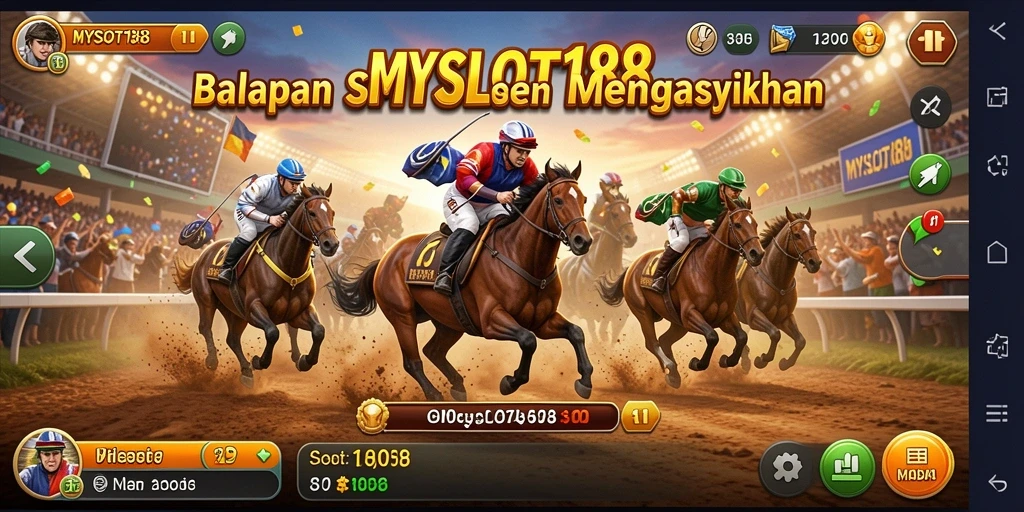 Screenshot menampilkan aksi balapan seru di MYSLOT188.