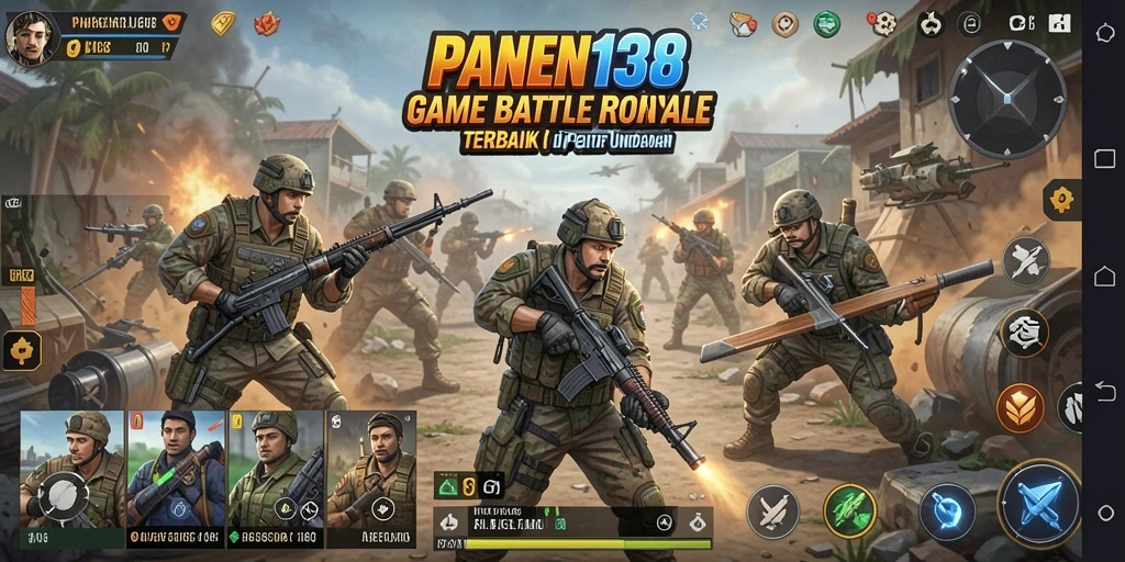 Screenshot PANEN138 yang menampilkan aksi pertempuran sengit di medan Battle Royale.